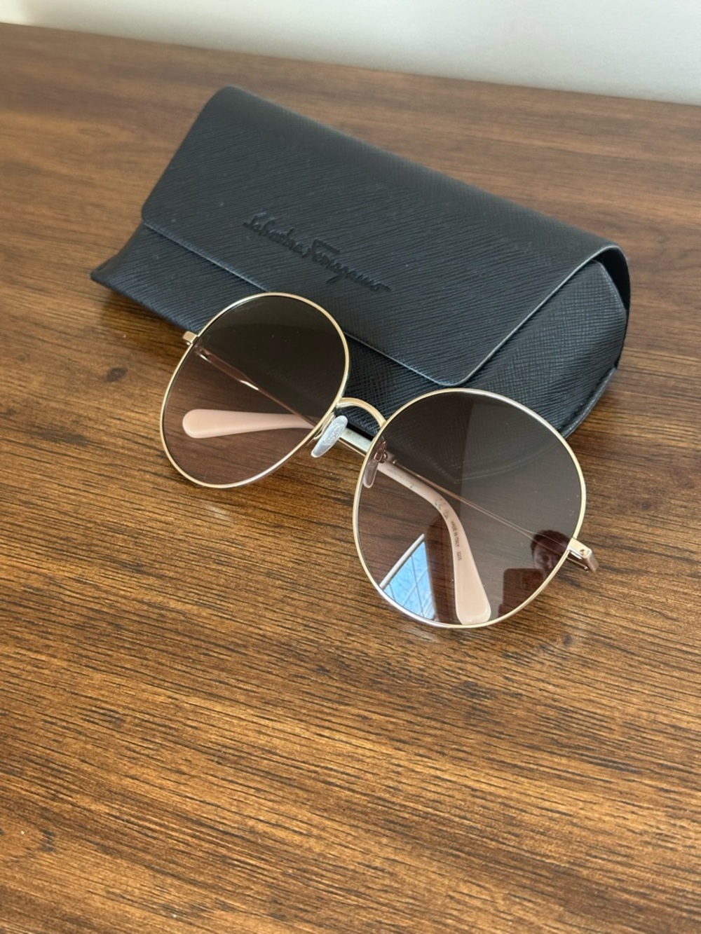 Salvatore Ferragamo Round Lens Sunglasses & Case